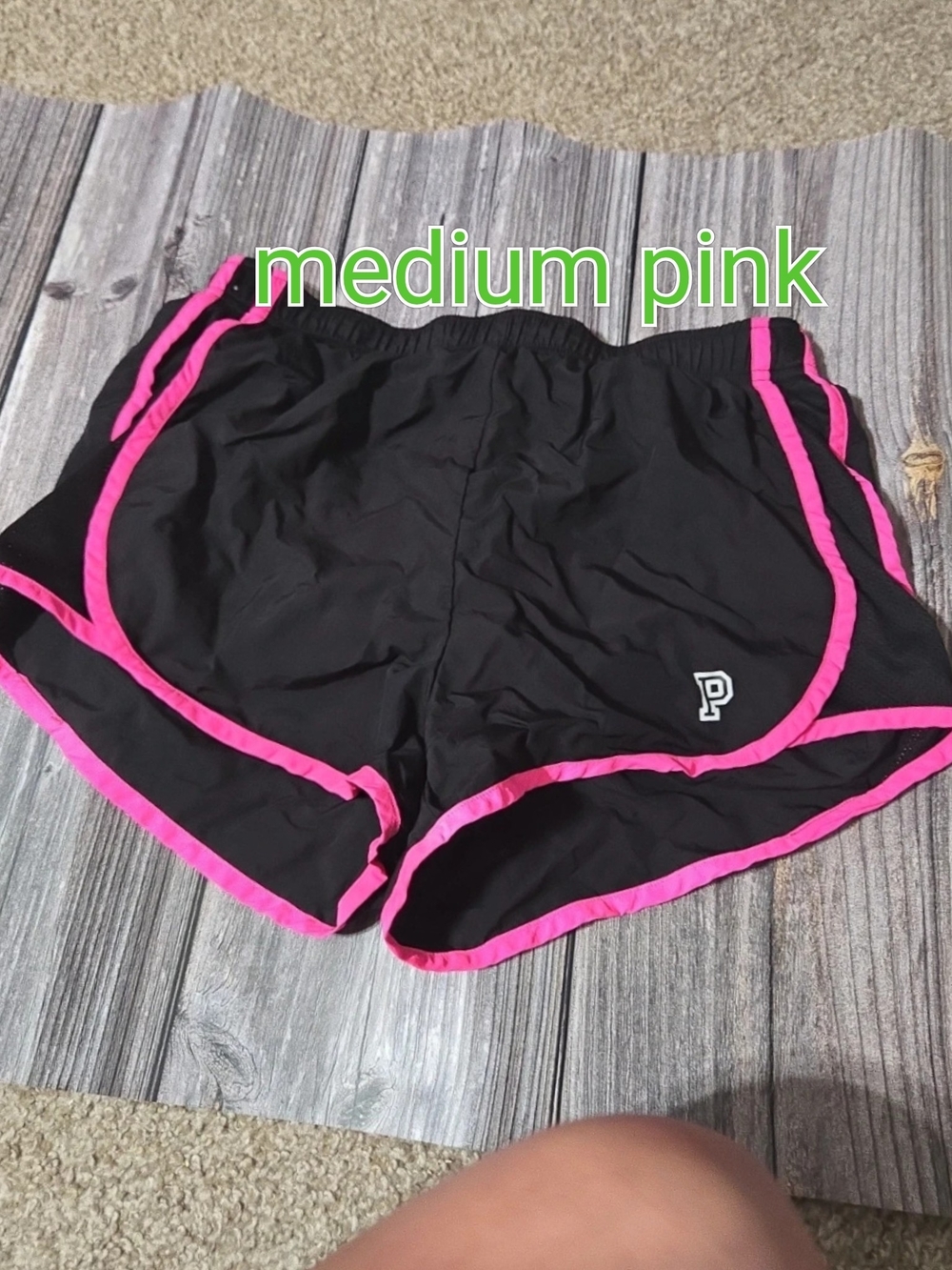 Victoria's Secret Black Athletic Shorts with Medium Pink Trim